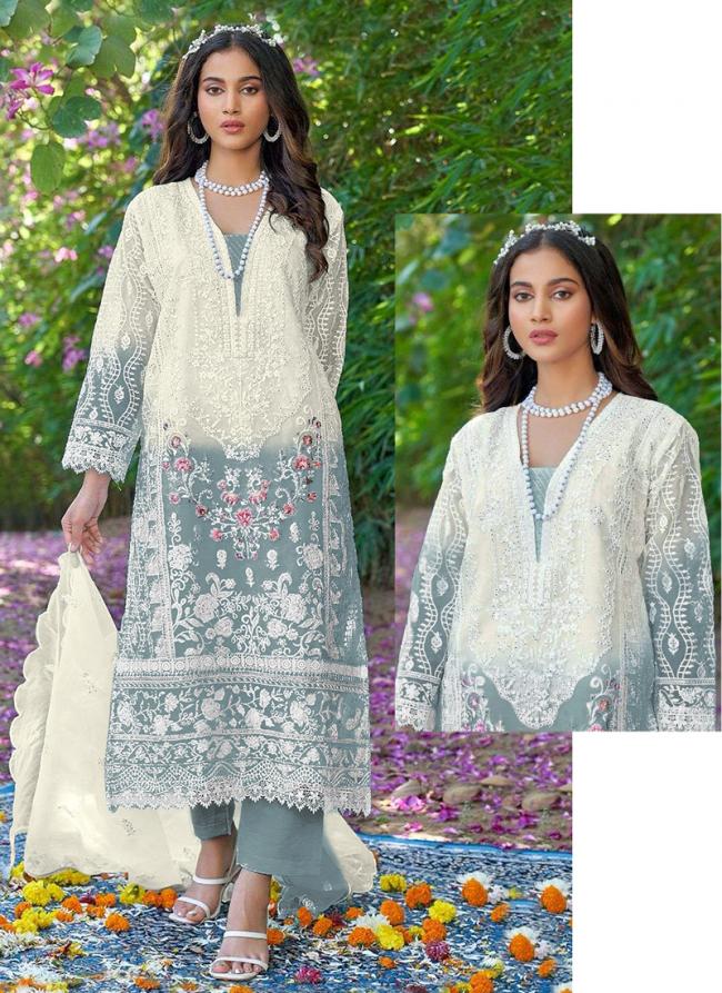 Heavy Organza Sky Blue Festival Wear Embroidery Work Pakistani Suit